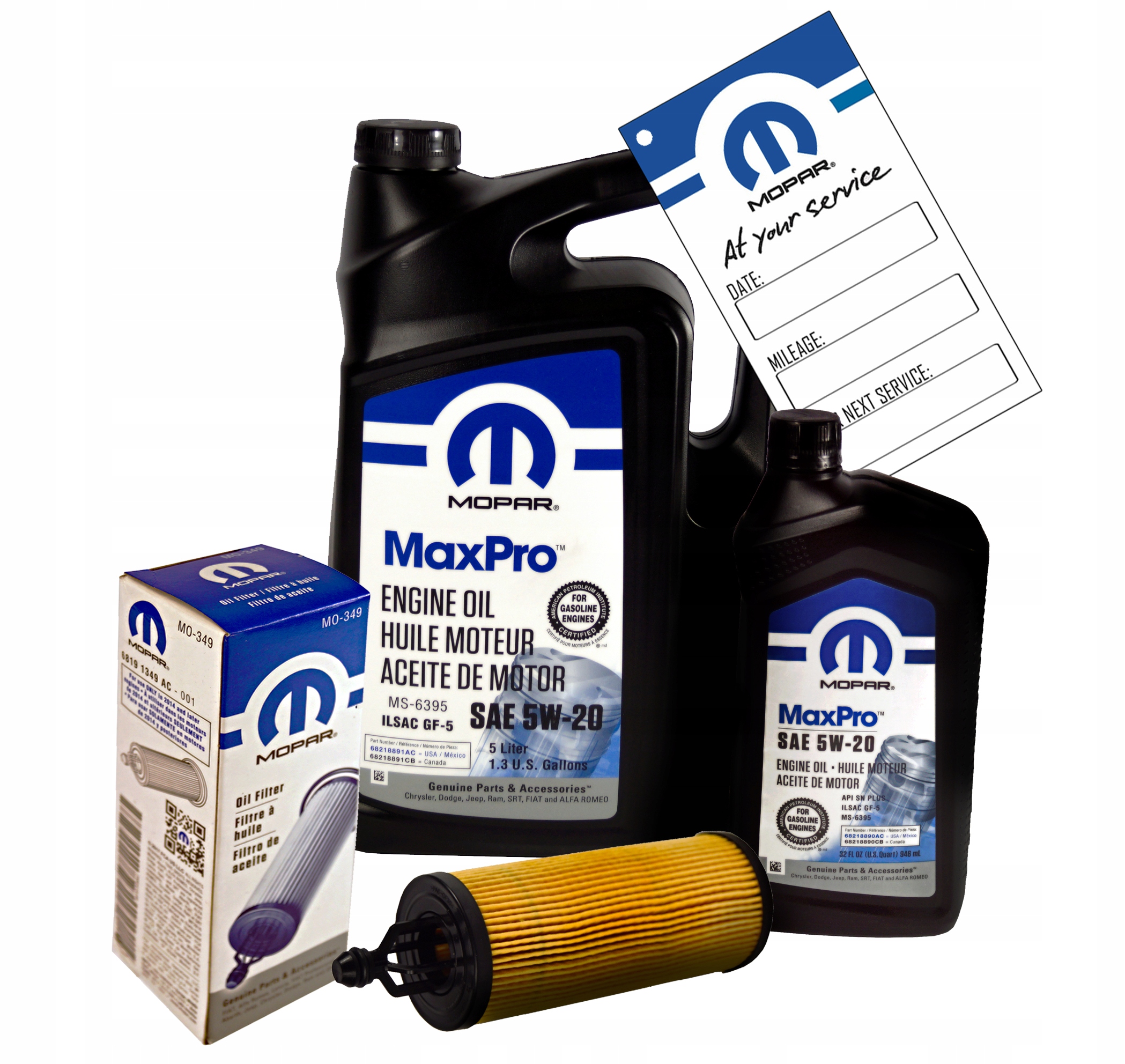 MOPAR MaxPro 5W20 6L + filtr MOPAR MO-349 Dodge Durango 3,6 V6 2014-