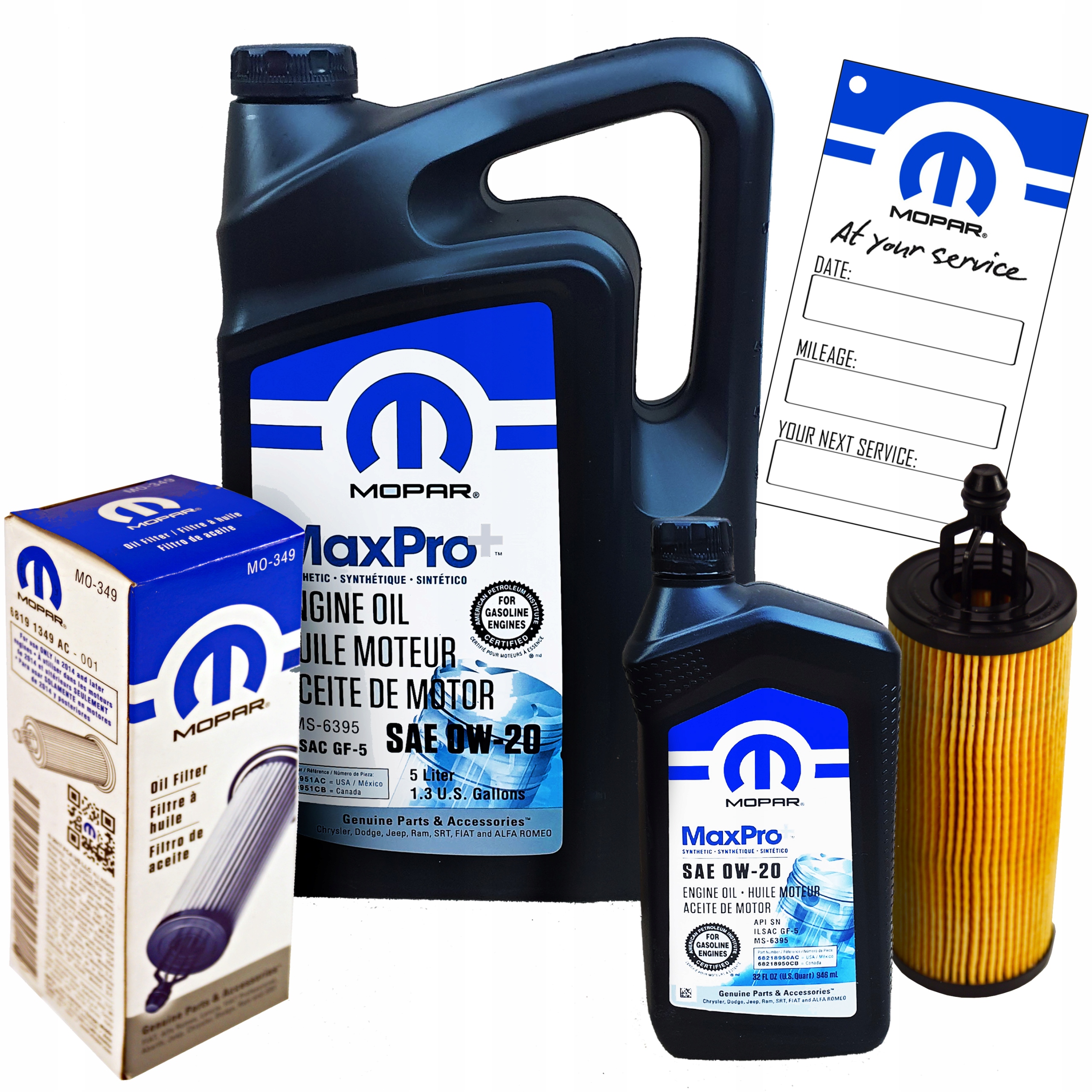 MOPAR MaxPro+ 0W20 6L + filtr MOPAR MO-349 Dodge Durango 3,6 V6 2016-