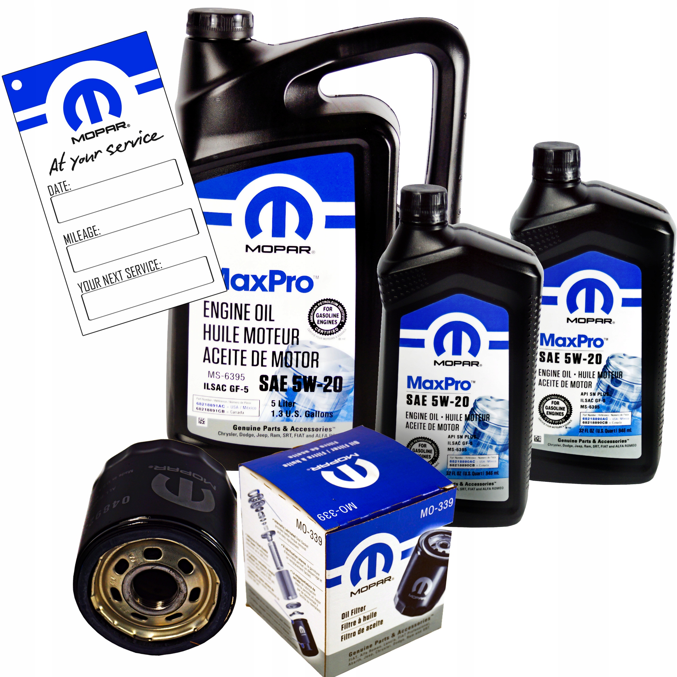MOPAR MaxPro 5W20 7L + Filter MOPAR MO-339 Dodge Durango 5.7 V8 2016-2025