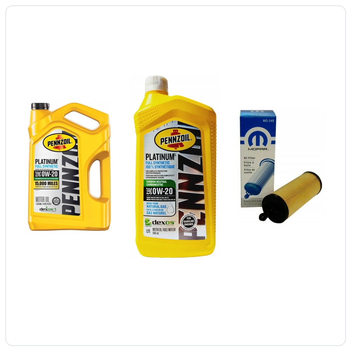PENNZOIL+ 0W20 6L + Filter MOPAR MO-349 Dodge Durango 3,6 V6 2016-