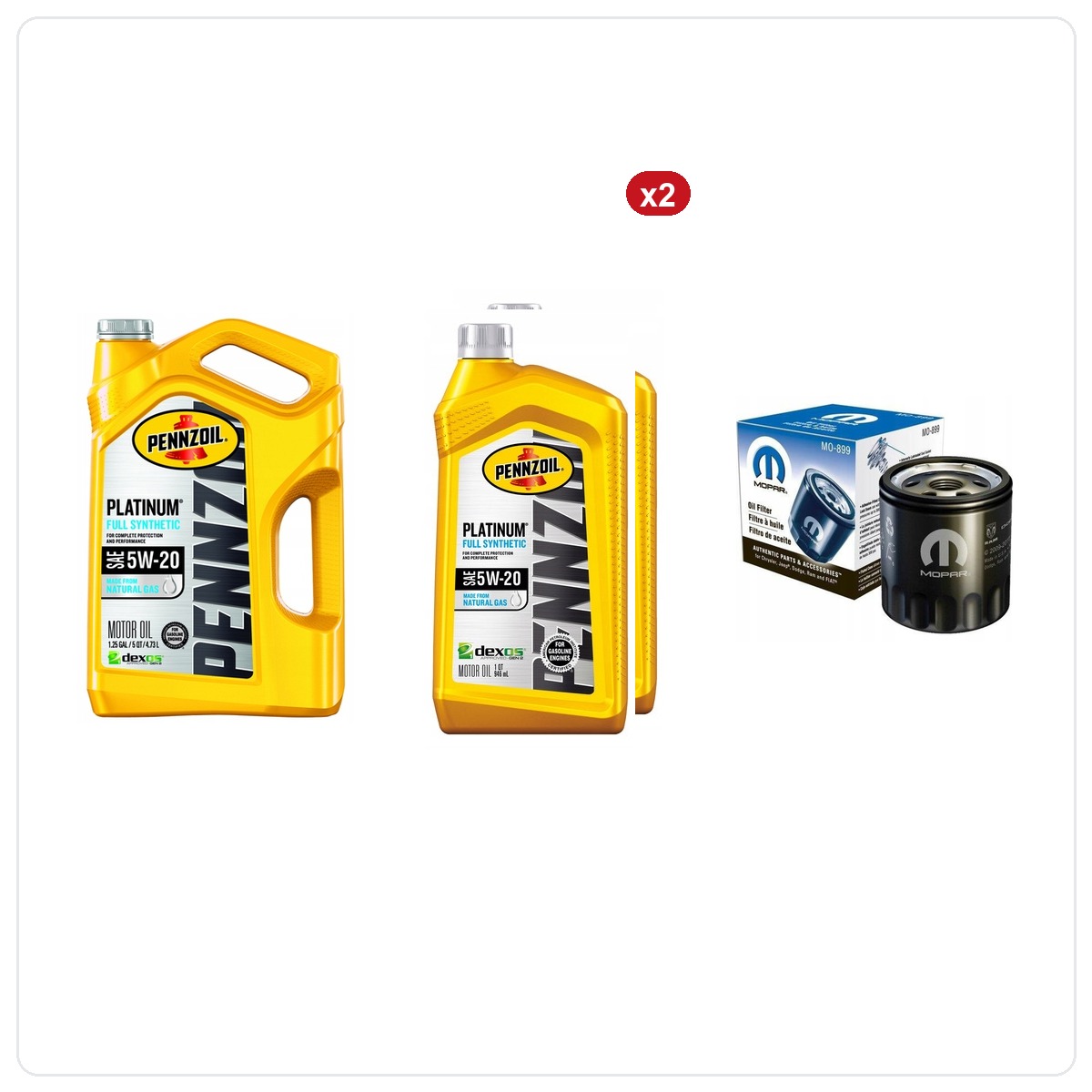 PENNZOIL PLATINUM 5W20 7L+ filtr MOPAR MO-339 Dodge Durango 5.7 V8 2011-2016