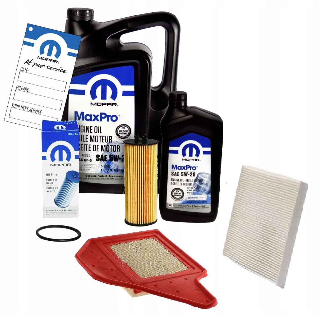 MOPAR MaxPro 5W20 6L + filtr MOPAR MO-744 + filtr powietrza Dodge Grand Caravan 3.6 V6 -2013