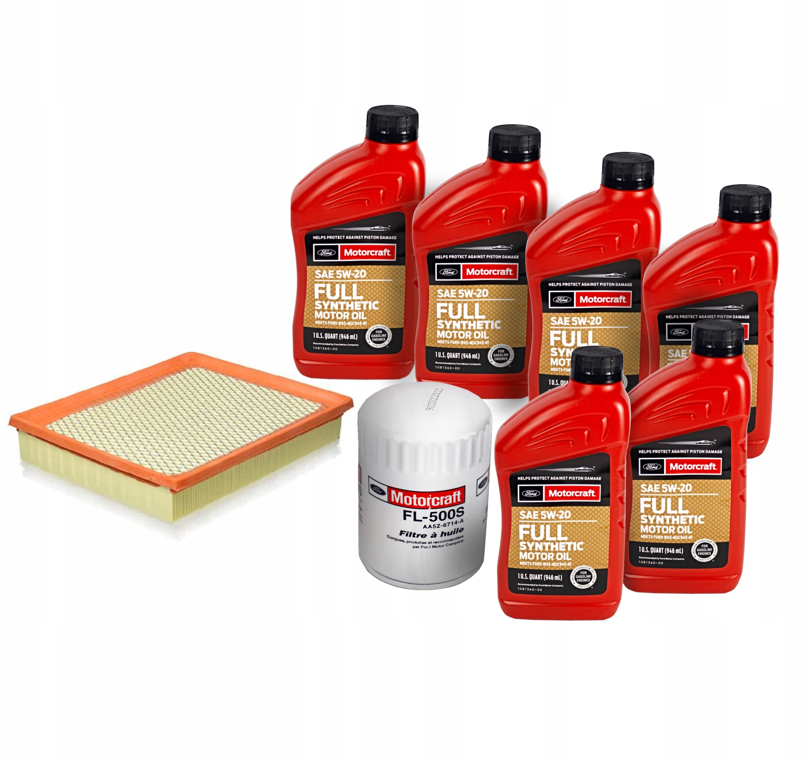 Motorcraft 5W-20 Full Synthetic 5,676 l + FL-500S + filtr powietrza 10048
