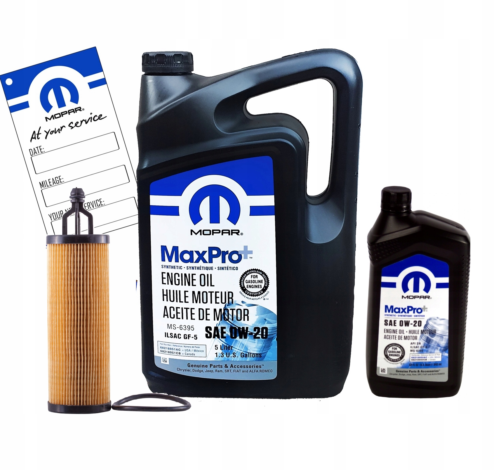 MOPAR MaxPro+ 0W20 6L + Alternativer Filter MOPAR MO-349 RAM 1500 3,6 V6 2016-