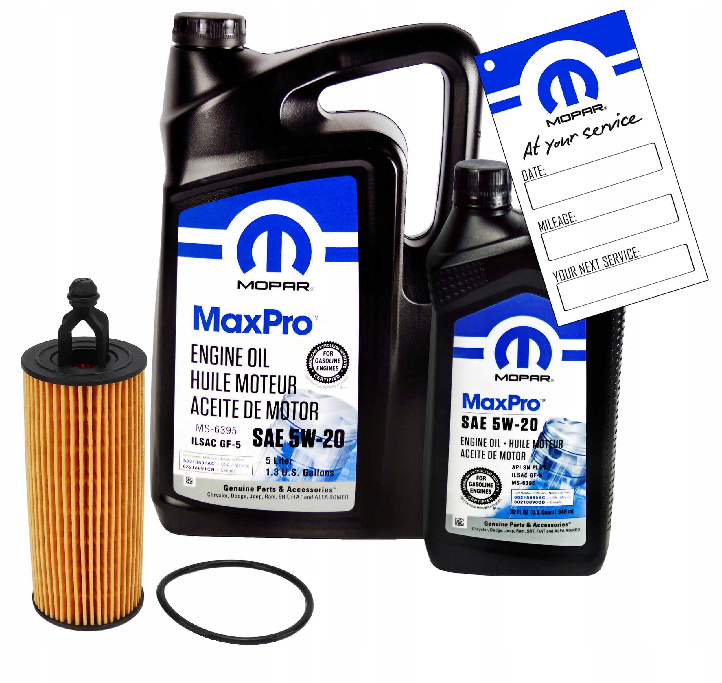 MOPAR MaxPro 5W20 6L + Alternativer Filter MOPAR MO-349 RAM 1500 3,6 V6 2019-