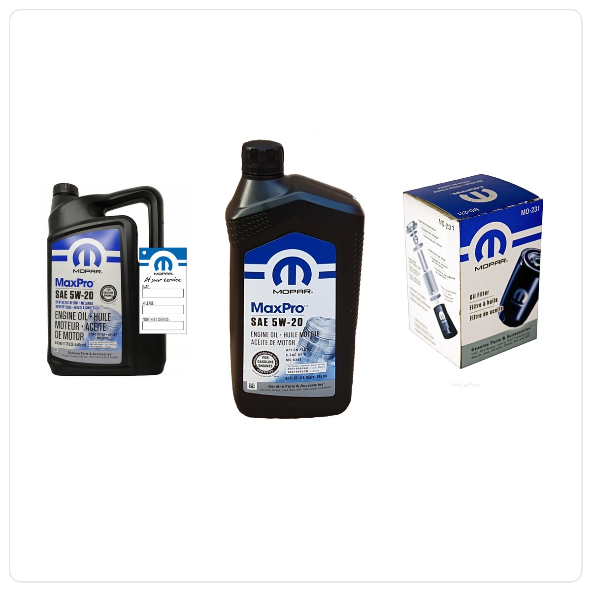 MOPAR MaxPro 5W20 6L + filtr MOPAR MO-231 RAM 1500 3.7 V6 2009-2012