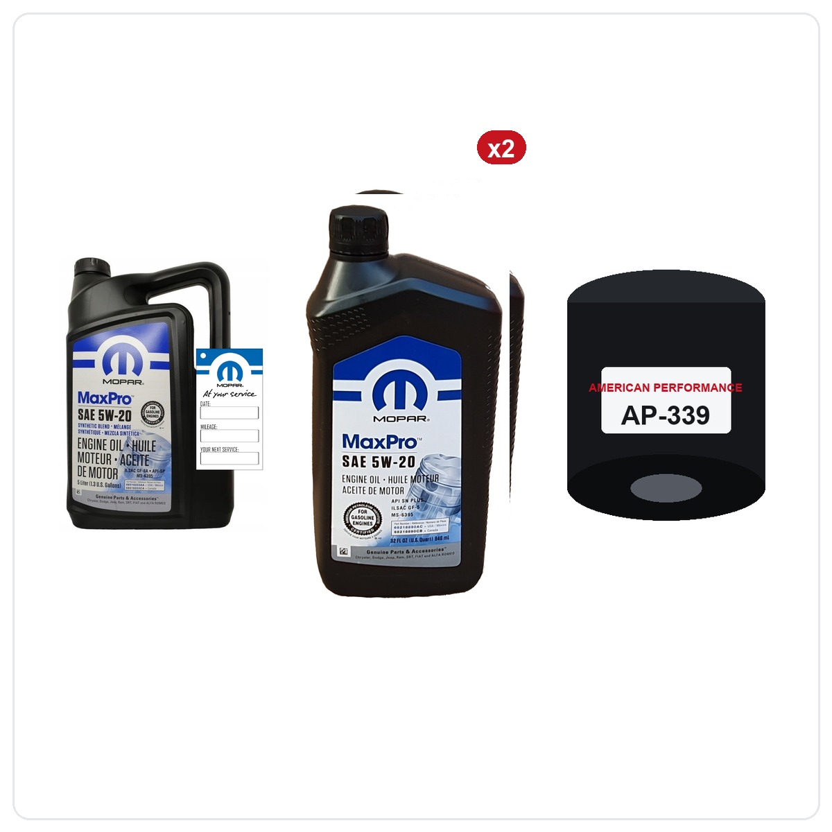 MOPAR MaxPro 5W20 7L + Zamiennik filtra MOPAR MO-339 RAM 1500 5.7 V8 2019-2025