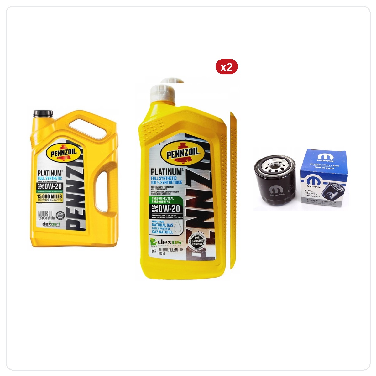 PENNZOIL PLATINUM 0W20 7L + filtr MOPAR MO-339 RAM 1500 5.7 V8 2019-2025