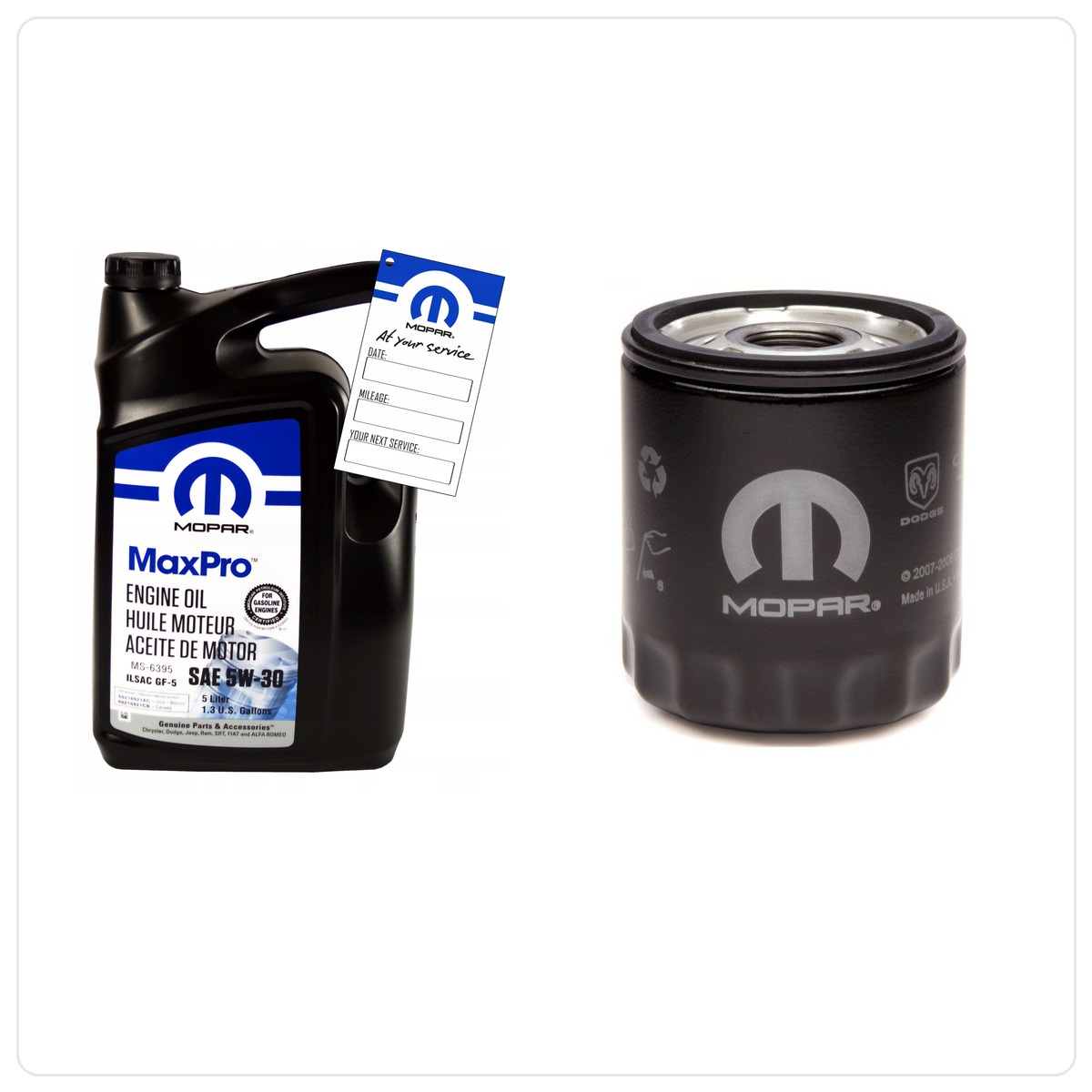 MOPAR MaxPro 5W30 5L + filter MOPAR MO-409 Chrysler PT Cruiser 2.4 L4 16V 2006-2010
