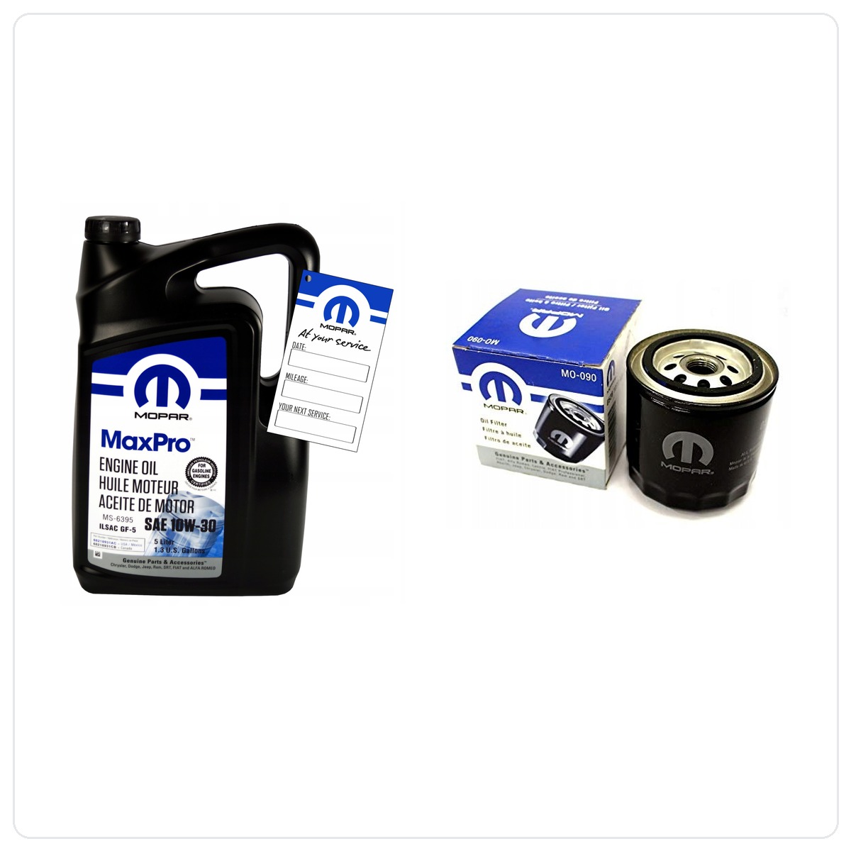 MOPAR MaxPro 10W30 5L + Filter MOPAR MO-090 / L292 Dodge Avenger 2.5 V6 1995-2000