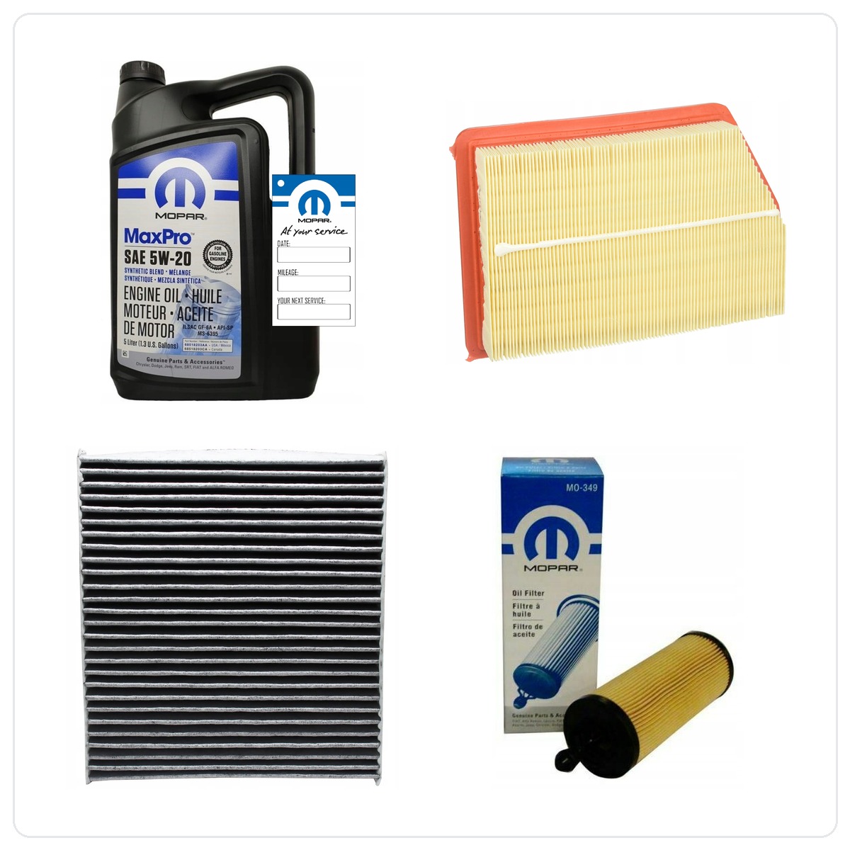 MOPAR MaxPro 5W20 5L mit Filtern Öl, Luft i Innenraum Jeep Cherokee 3,2 V6 2014-2018