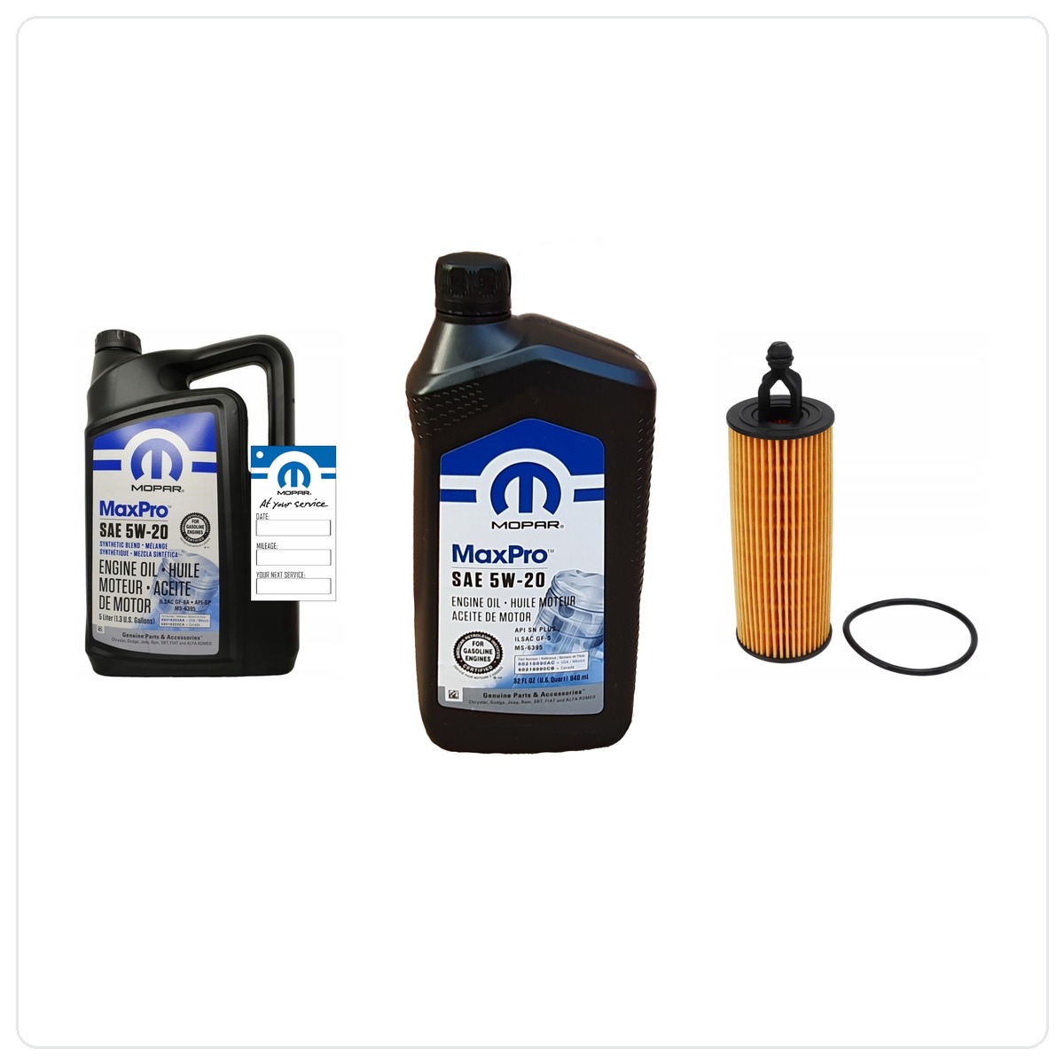 MOPAR MaxPro 5W20 6L + Alternativer Filter MOPAR MO-349 Dodge Challenger 3,6 V6 2014