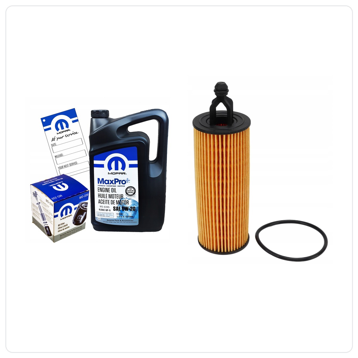 MOPAR 0W20 5L + AMERICAN PERFORMANCE MO-349 (MOPAR MaxPro 0W20 5L + Zamiennik filtra MOPAR MO-349 Chrysler Pacifica 3,6 V6 2016