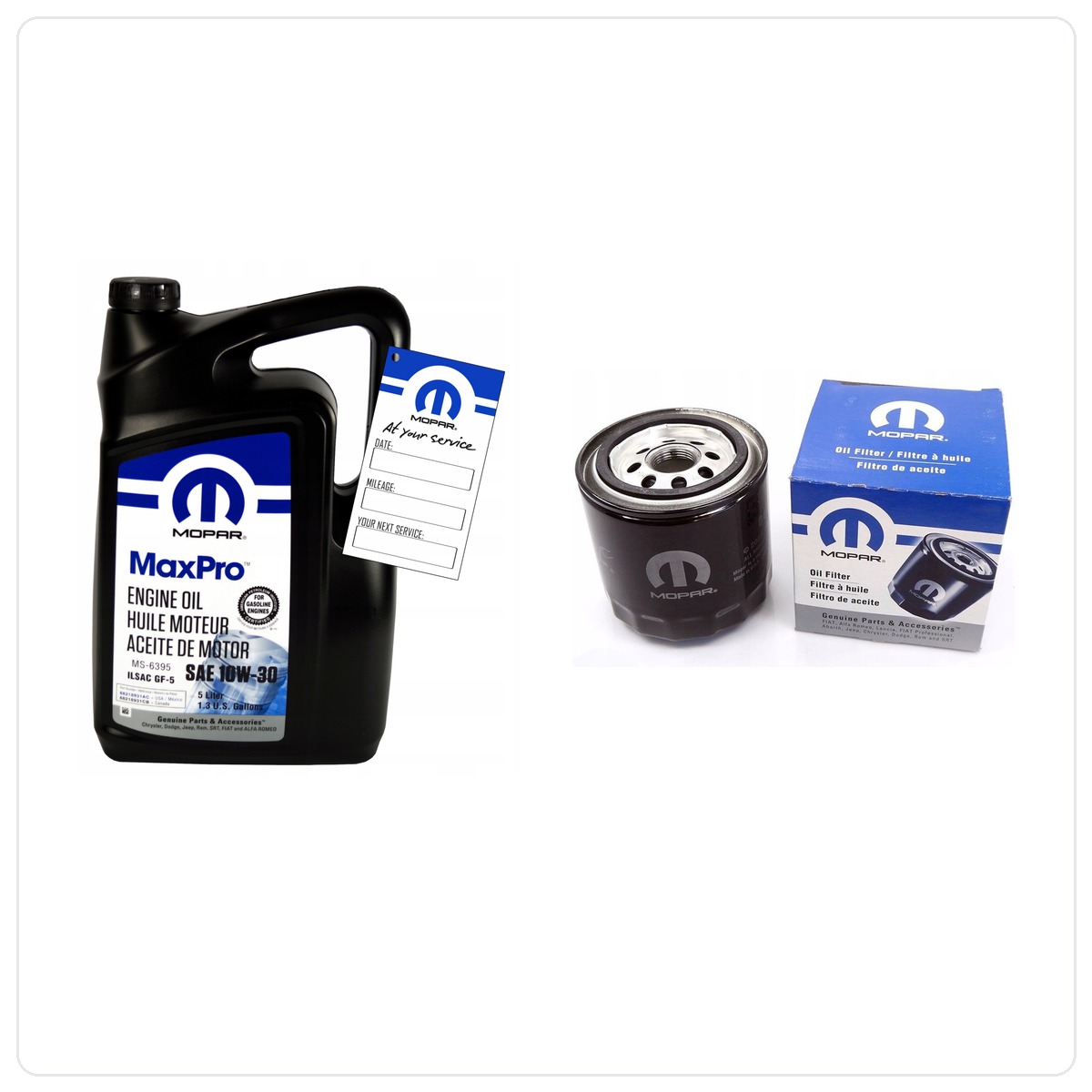 MOPAR MaxPro 10W30 5L + filtr MOPAR MO-339 Dodge Charger 3.5 V6 2009-2010