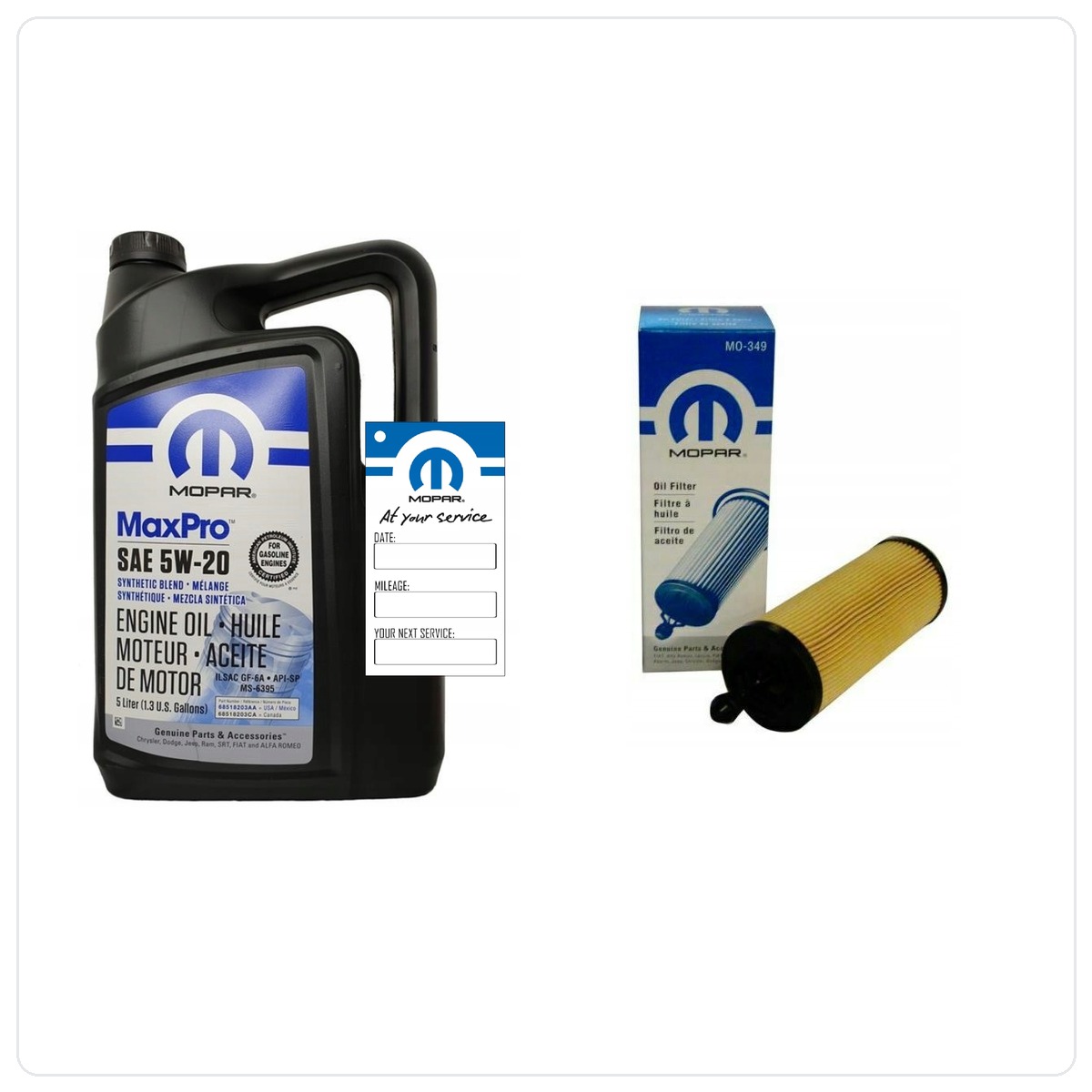 MOPAR MaxPro 5W20 5L + filtr MOPAR MO-349 Jeep Wrangler 3.6 2014