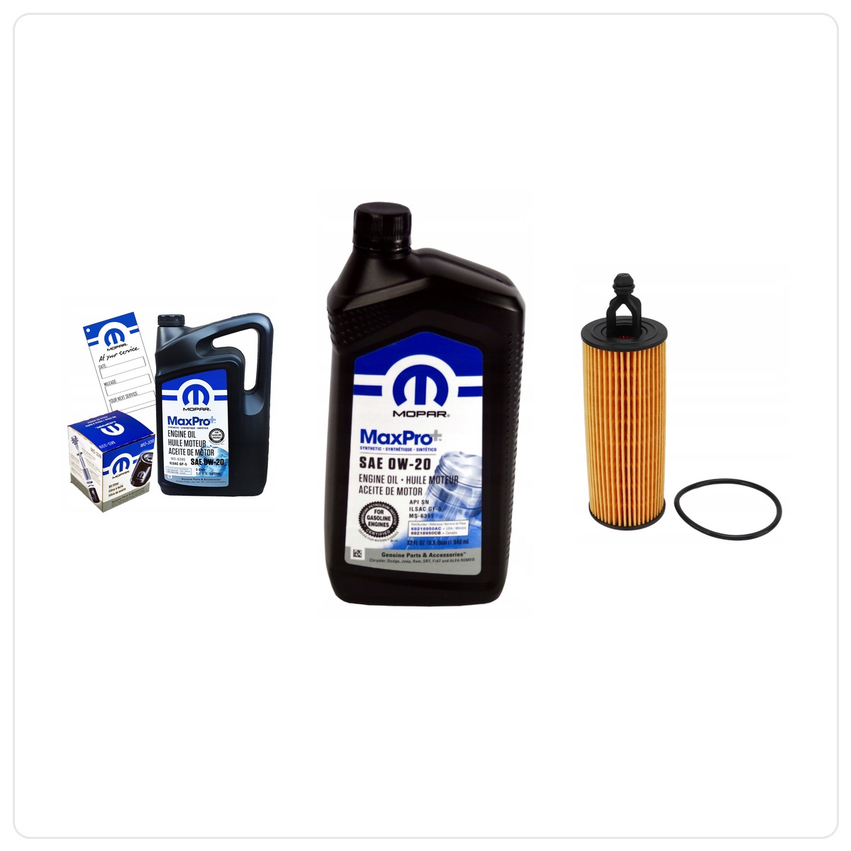MOPAR MaxPro+ 0W20 6L + Zamiennik filtra MOPAR MO-349 Dodge Challenger 3,6 V6 2016