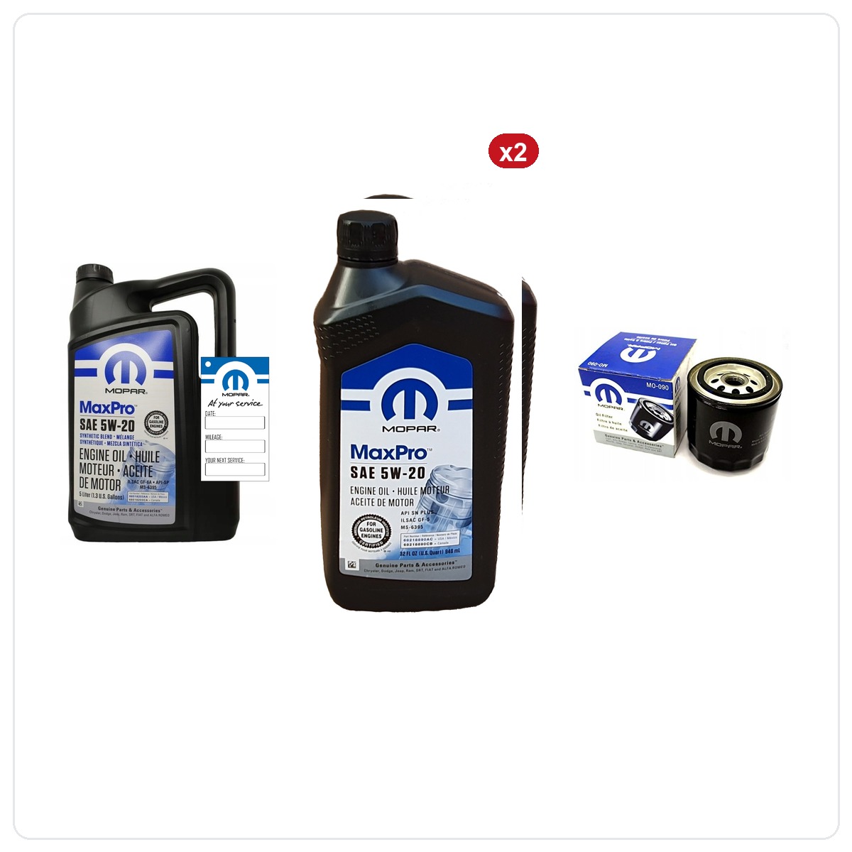MOPAR MaxPro 5W20 7L + filtr MOPAR MO-090 Chrysler Aspen 5.7 V8 2007-2008