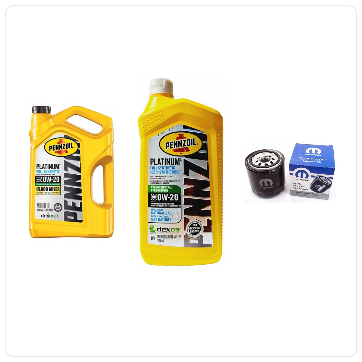 PENNZOIL Platinum 0W20 6L + filter MOPAR MO-339 Dodge Dart 2.4 MultiAir 2013-2016