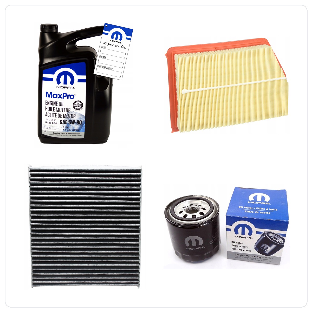 MOPAR MaxPro 5W30 5L with filters oil, air i cabin Jeep Cherokee 2,4 2014-2018