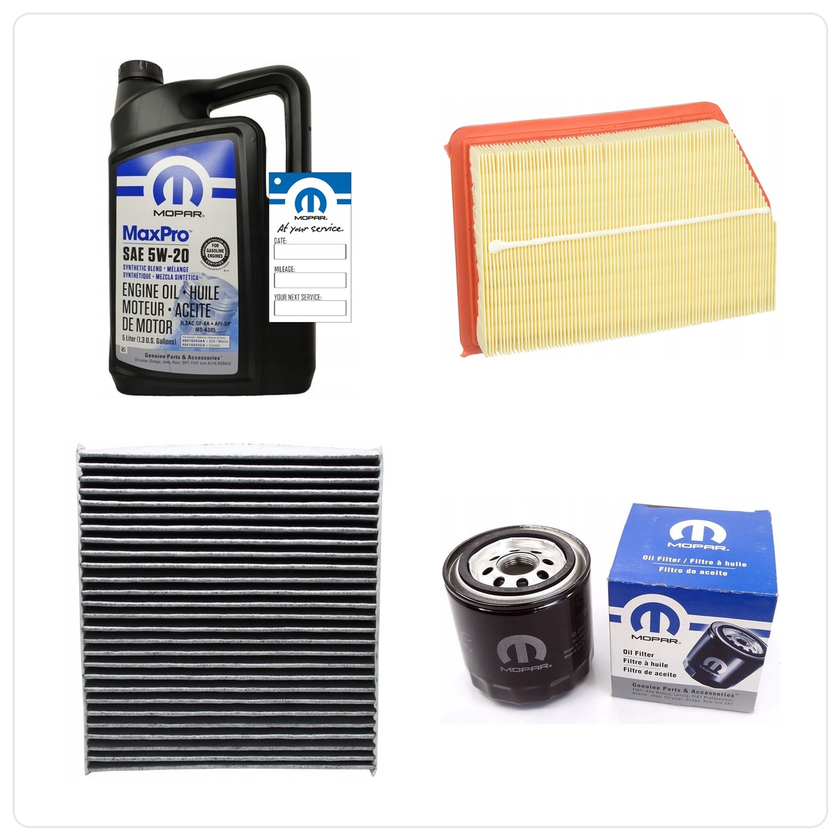 MOPAR MaxPro 5W20 5L with filters oil, air i cabin Jeep Cherokee 2,4 2014-2018