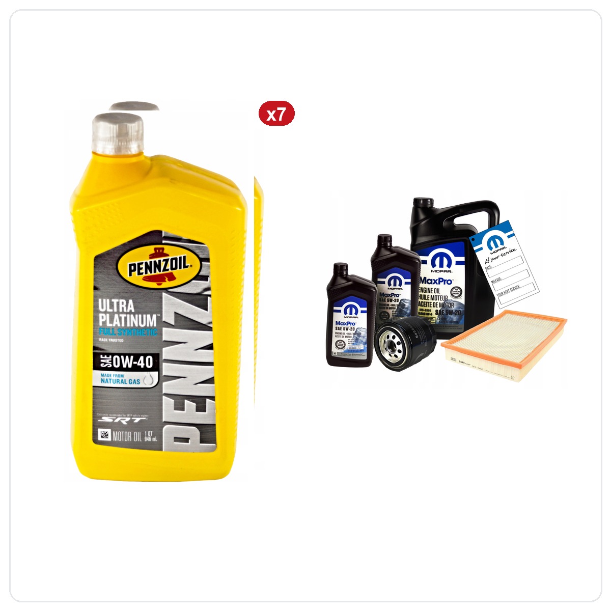 PENNZOIL ULTRA Platinum 0W40 7L + filter MOPAR MO-899 Chrysler 300C 6.1 V8 SRT 2008-2010