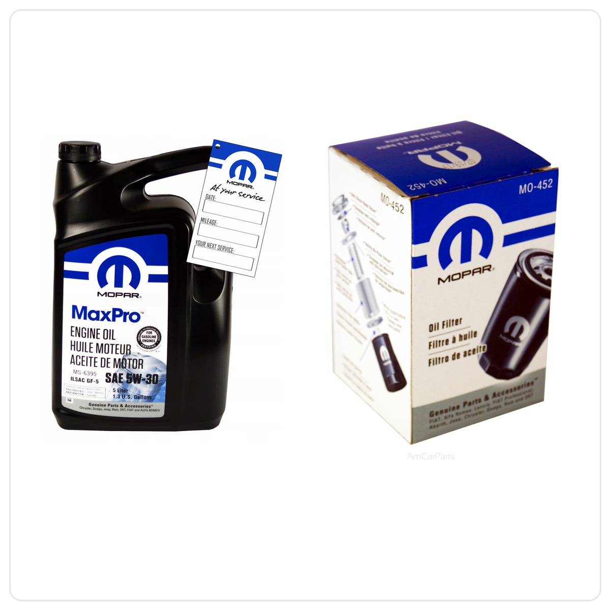 MOPAR MaxPro 5W30 5L + Filter MOPAR MO-452 Chrysler PT Cruiser 2.4 L4 Turbo 2003-2005