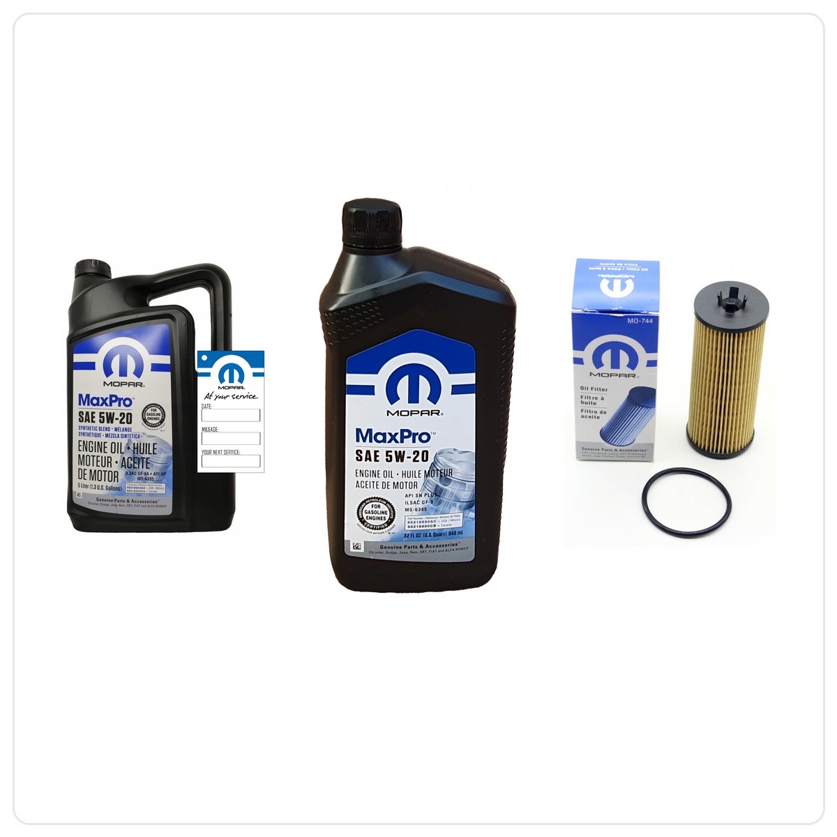 MOPAR MaxPro 5W20 6L + filtr MOPAR MO-744 Dodge Avenger 3.6 V6 2011-2013