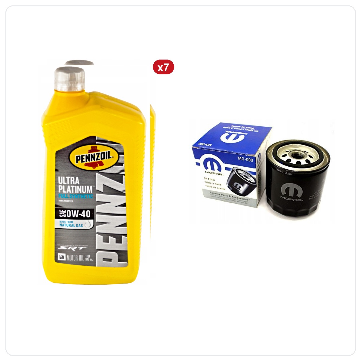 PENNZOIL ULTRA Platinum 0W40 7L + filtr MOPAR MO-090 Chrysler 300C 6.1 V8 SRT 2004-2008